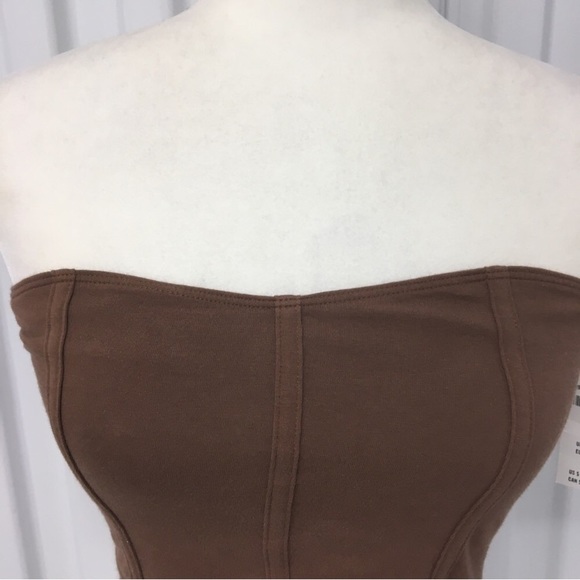 Hollister Brown Corset Bandeau Crop Top Size: Medium NWT - Picture 3 of 6